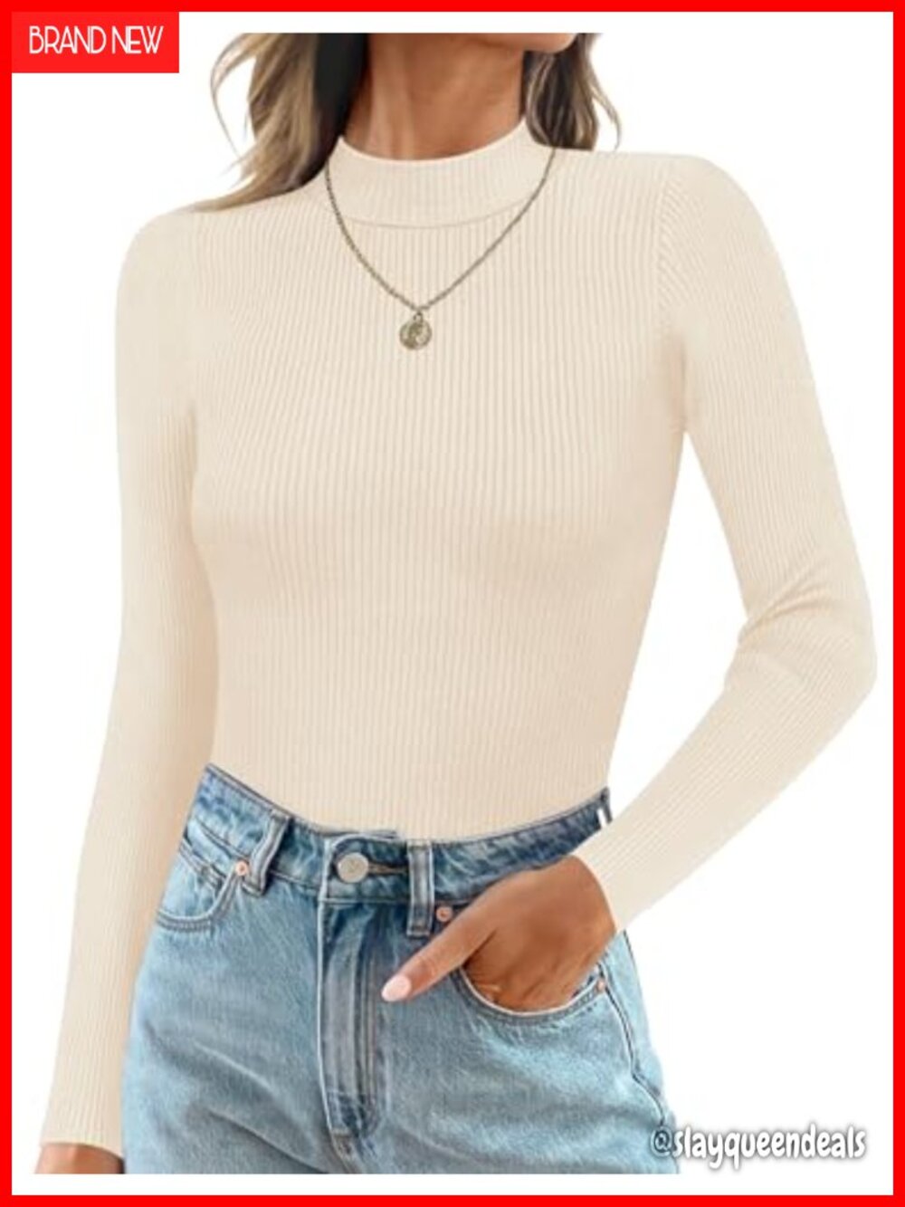 Mock Neck Ribbed Long Sleeve Thermal Top Slim Fit Pullover